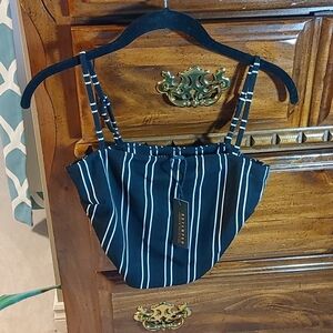 NEW Women's Revamped Black & White Striped Crop Top Size Medium